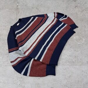 Max Sportswear Mens Large Striped Sweater Red Gray Navy Pullover KnitweaR